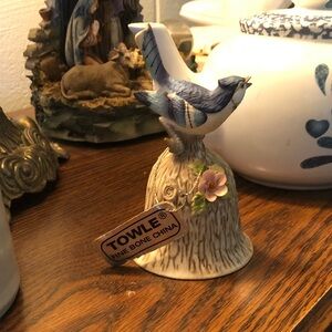 Towle Blue and White Bird Bell Figurine